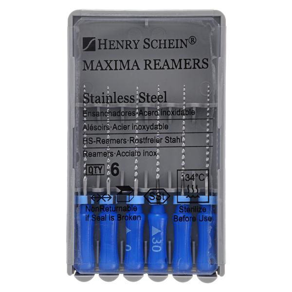 Maxima Hand Reamer 21 mm Size 30 Stainless Steel Blue 6/Pk