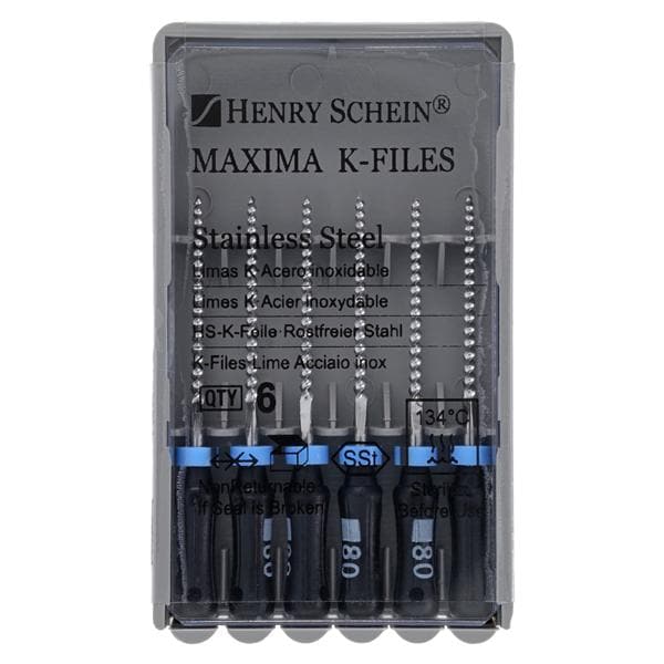 Maxima Hand K-File 21 mm Size 80 Stainless Steel Black 6/Pk