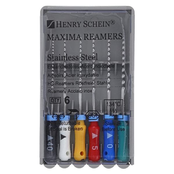 Maxima Hand Reamer 25 mm Size 40-70 Stainless Steel Assorted 6/Pk