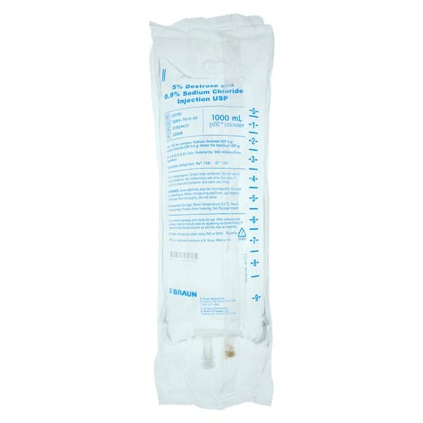 Dex5/Sod Cl.9 IV Injection Solution 1000 DEHPfr Strl Plstc Inj Cntnr Bg, 12 BG/CA