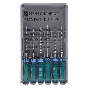 Maxima Hand K-File 21 mm Size 70 Stainless Steel Green 6/Pk