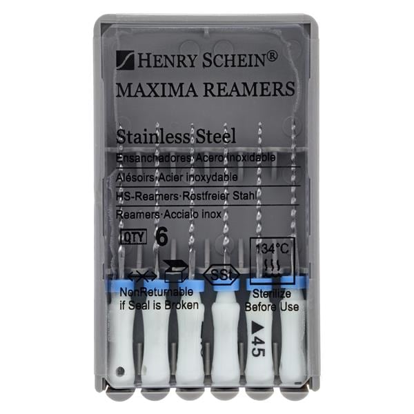 Maxima Hand Reamer 21 mm Size 45 Stainless Steel White 6/Pk