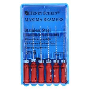 Maxima Hand Reamer 21 mm Size 25 Stainless Steel Red 6/Pk