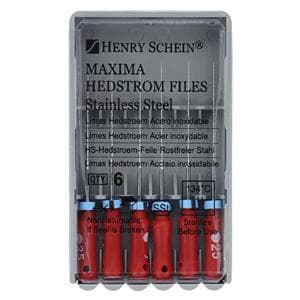 Maxima Hand Hedstrom Files 25 mm Size 25 Stainless Steel Red 6/Pk