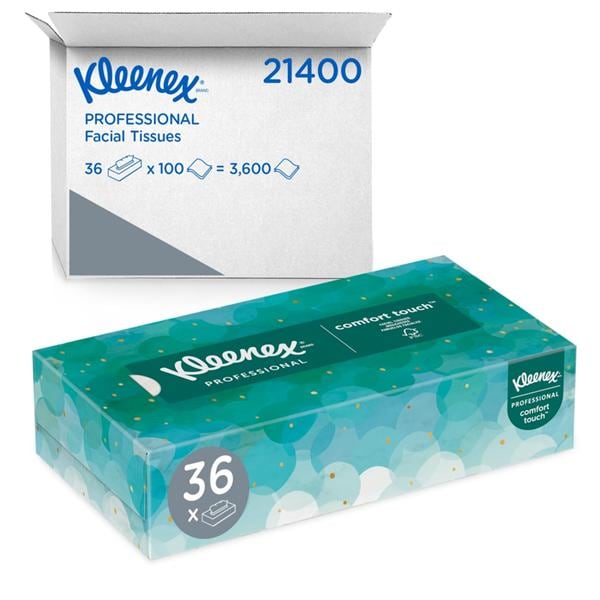 Kleenex Tissu Facial Blanc Boîte plate 2 épaisseurs 36/caisse