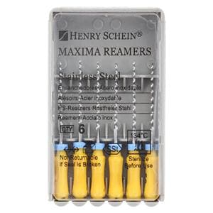 Maxima Hand Reamer 21 mm Size 50 Stainless Steel Yellow 6/Pk