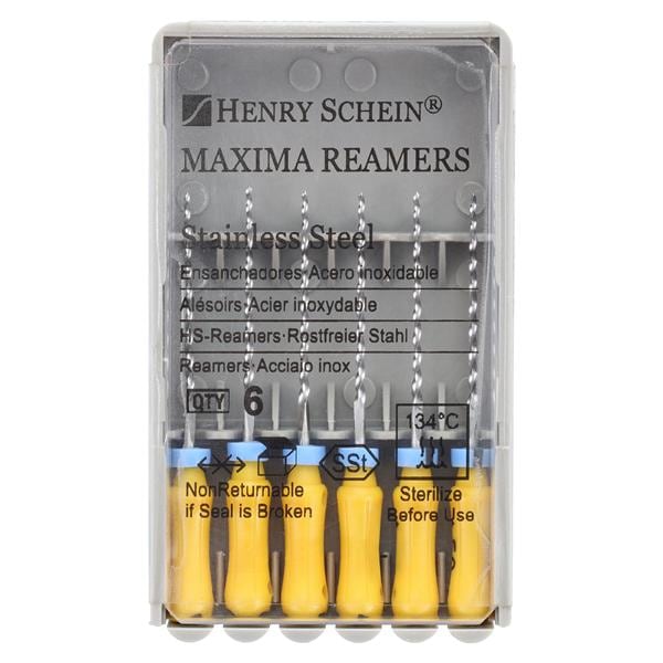 Maxima Hand Reamer 21 mm Size 50 Stainless Steel Yellow 6/Pk
