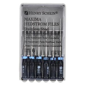 Maxima Hand Hedstrom Files 25 mm Size 80 Stainless Steel Black 6/Pk
