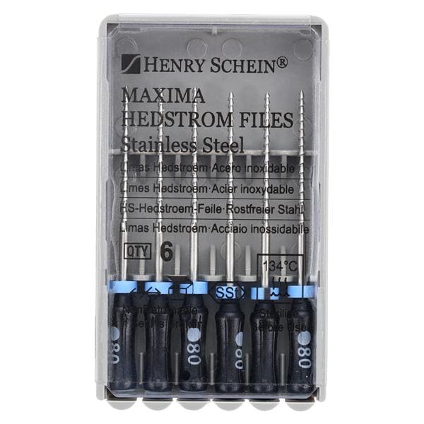Maxima Hand Hedstrom Files 25 mm Size 80 Stainless Steel Black 6/Pk