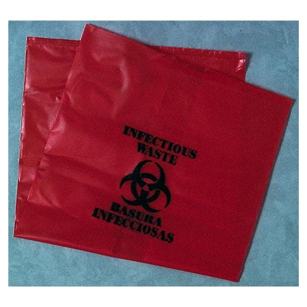 Sac Biorisque 23 po x 8 po x 41 po 33 gal Rouge Non stérile Grand 100/caisse