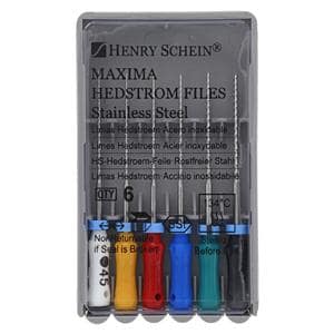 Maxima Hand Hedstrom Files 25 mm Size 45-80 Stainless Steel Assorted 6/Pk