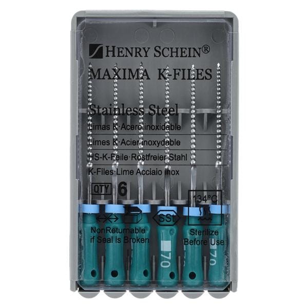 Maxima Hand K-File 25 mm Size 70 Stainless Steel Green 6/Pk