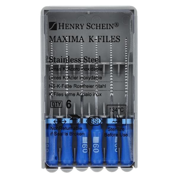 Maxima Hand K-File 25 mm Size 60 Stainless Steel Blue 6/Pk