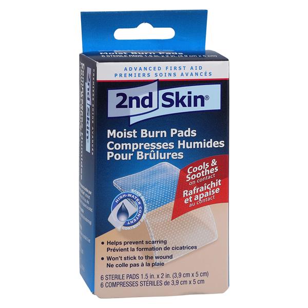 2nd Skin Moist Tampon Brûlures Hydrogel 1-1/2 po x 2 po Tampon Stérile 6/boîte