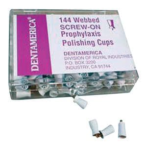 Dentamerica Prophy Cups Firm Webbed Screw Type White 144/Bx