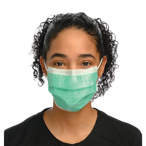 Isofluid SecureFit Earloop Mask ASTM Level 1 Green 50/Bx