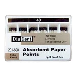 Absorbent Points Size 40 Black 200/Bx