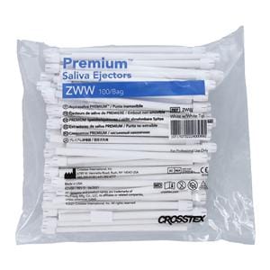 Premium Saliva Ejector White White Tip 100/Pk