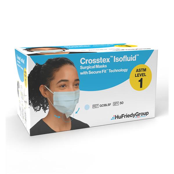 Isofluid Earloop Mask ASTM Level 1 Blue 50/Bx