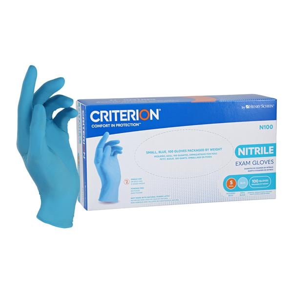 Criterion Exam Gloves Small Blue Non-Sterile, 10 BX/CA