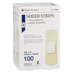 Adhesive Bandage Plastic 3/4x3" Sheer Sterile 100/Bx