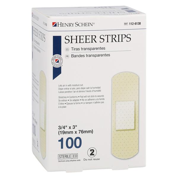 Adhesive Bandage Plastic 3/4x3" Sheer Sterile 100/Bx
