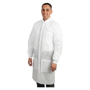 Maxi-Gard Protective Lab Coat SMS Medium White 10/Pk