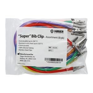 Super Pince à bavette Silicone Assortis 8/paquet