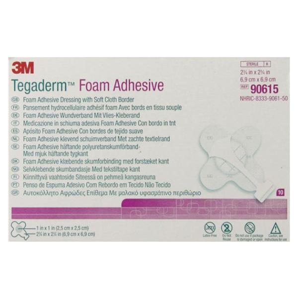 Tegaderm HP Foam Dressing 2-3/4x2-3/4" Sterile Mini Wrap Adherent Adhs Abs LF, 4 BX/CA