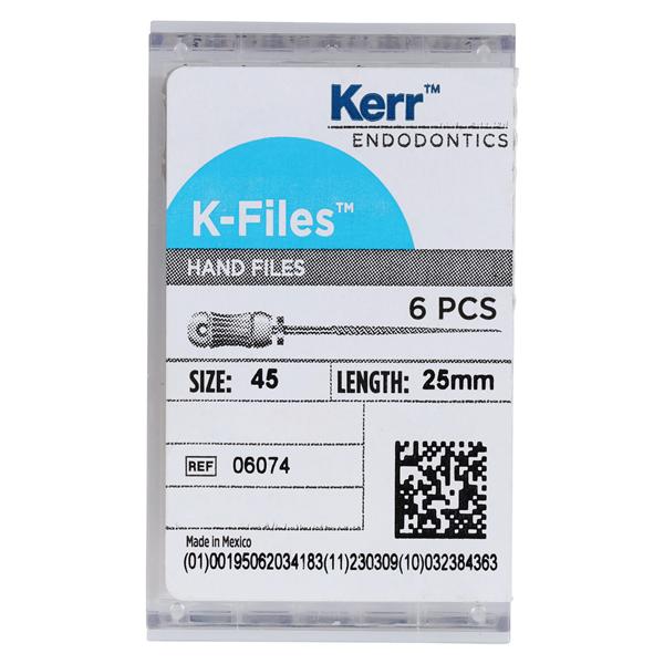Hand K-File 25 mm Size 45 Stainless Steel White 6/Pk