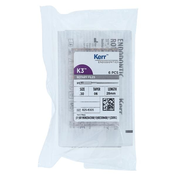 K3 Rotary File 25 mm Size 30 Nickel Titanium Blue 0.06 6/Pk