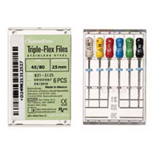 Triple Flex Files Hand Flex File 30 mm Size 40 Stainless Steel Black 6/Pk
