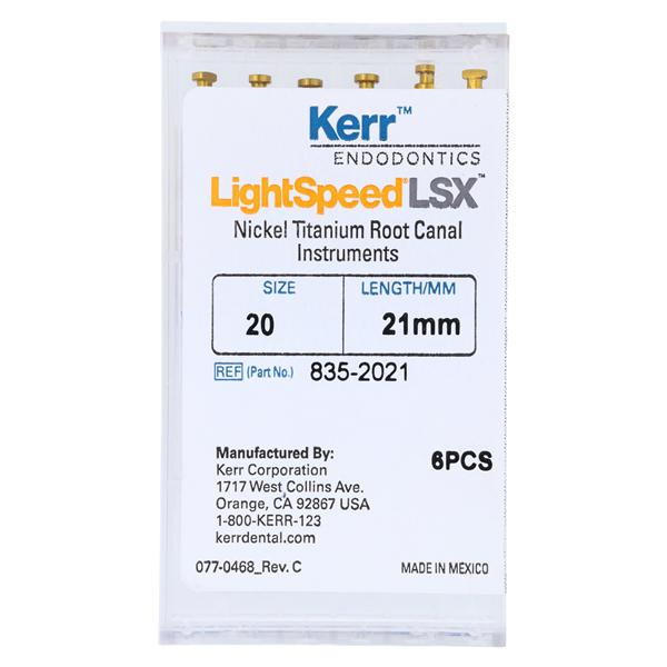 LightSpeed LSX Rotary Rotary Instrument 21 mm Size 20 NiTi Yellow 6/Pk