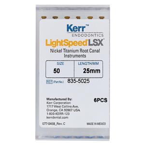 LightSpeed LSX Rotary Instrument 25 mm Size 50 Nickel Titanium Yellow 6/Pk