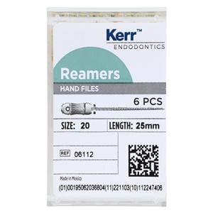 Hand Reamer 25 mm Size 20 Stainless Steel Yellow 6/Pk