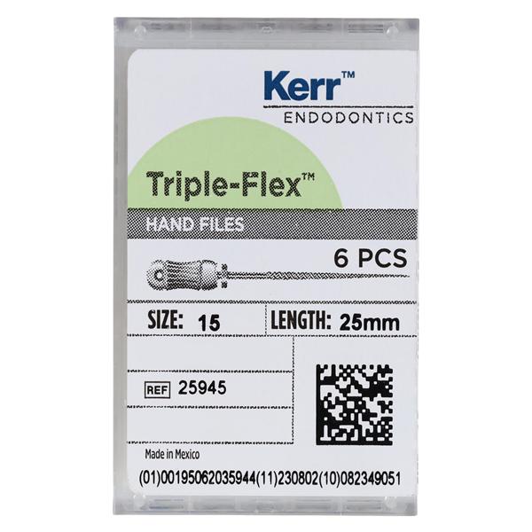 Triple Flex Files Hand Flex File 25 mm Size 15 Stainless Steel White 6/Pk