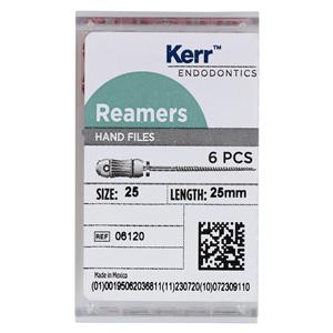 Hand Reamer 25 mm Size 25 Stainless Steel Red 6/Pk