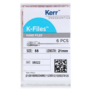 Hand K-File 21 mm Size 55 Stainless Steel Red 6/Pk