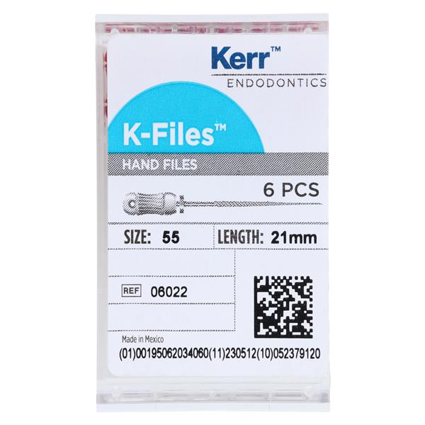 Hand K-File 21 mm Size 55 Stainless Steel Red 6/Pk
