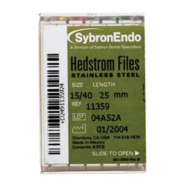 Hedstrom Files 30 mm Size 20 Stainless Steel / Plastic Handle Yellow 6/Pk