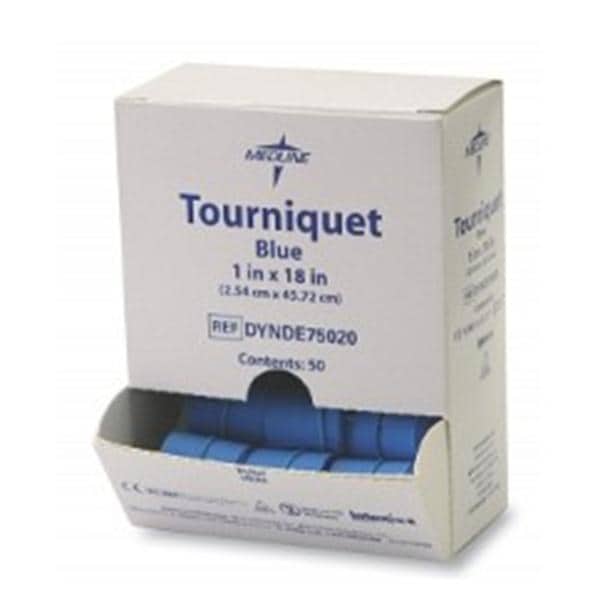 Compressing Device Tourniquet 18x1" Blue Rolled/Banded LF Disp 100/Ca, 10 CA/CA