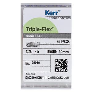 Triple Flex Files Hand Flex File 30 mm Size 10 Stainless Steel Purple 6/Pk