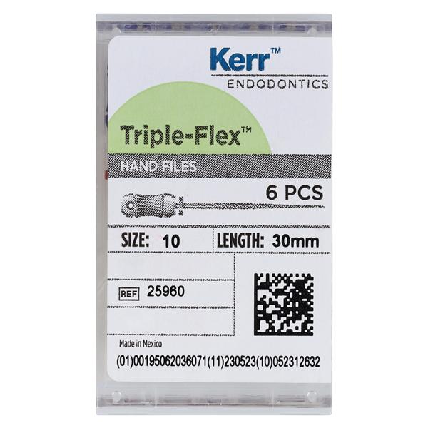 Triple Flex Files Hand Flex File 30 mm Size 10 Stainless Steel Purple 6/Pk