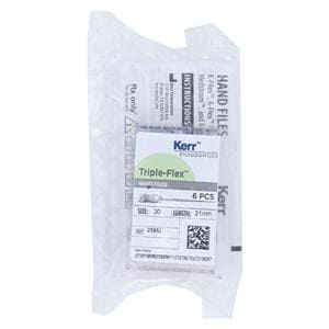 Triple Flex Files Hand Flex File 21 mm Size 30 Stainless Steel Blue 6/Pk