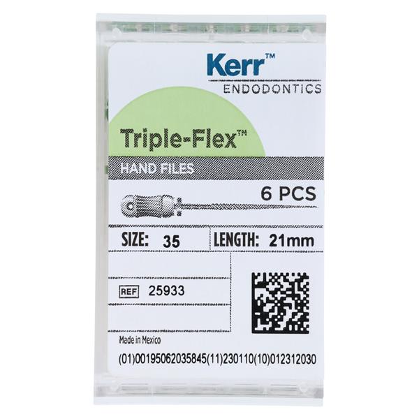 Triple Flex Files Hand Flex File 21 mm Size 35 Stainless Steel Green 6/Pk