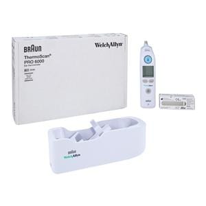 Braun ThermoScan Pro 6000 Ear Thermometer Reusable Dual Scale Tympnc Prb 2AA Ea