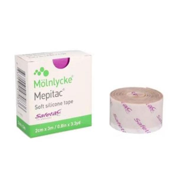 Mepitac Fixation Tape Soft Silicone 2x300cm Beige Ea, 12 EA/CA