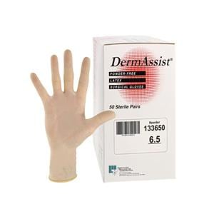 DermAssist Latex Surgical Gloves 6.5 Natural 50/Bx