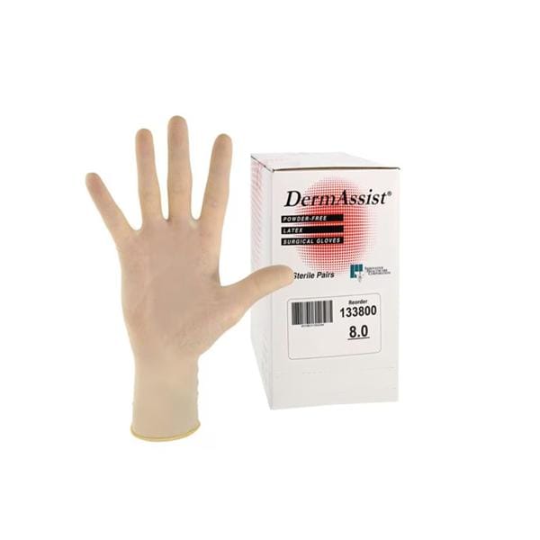 DermAssist Latex Surgical Gloves 8 Natural 50/Bx