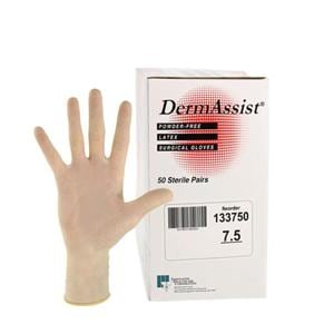 DermAssist Latex Surgical Gloves 7.5 Natural 50/Bx